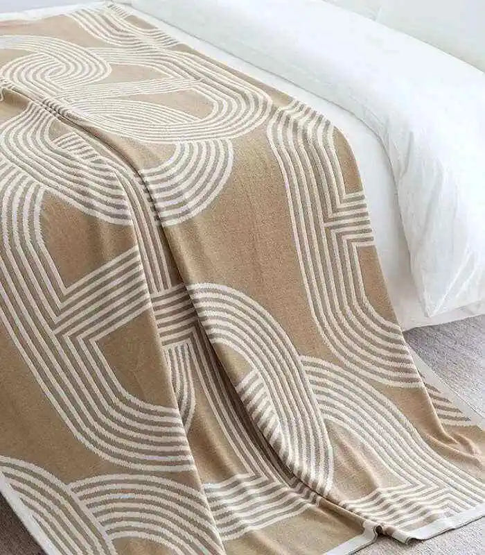 Throw Blanket Chains Pattern Knitted 130 x 180 cm