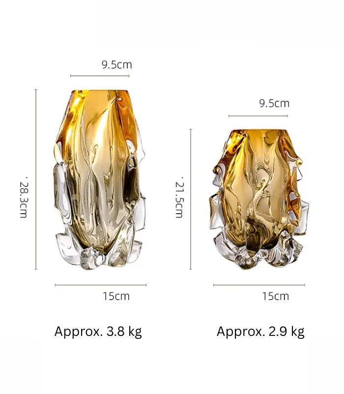 Solstice Amber Flow Crystal Art Glass Vase