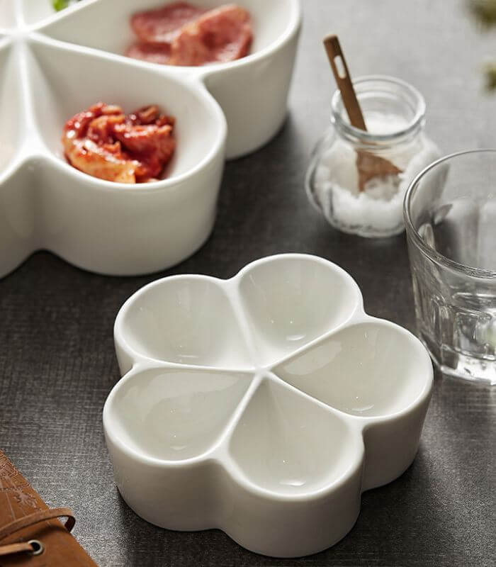 Ceramic Snack Plate: Sleek, Modern Snack Tray | Choose Small or Large White