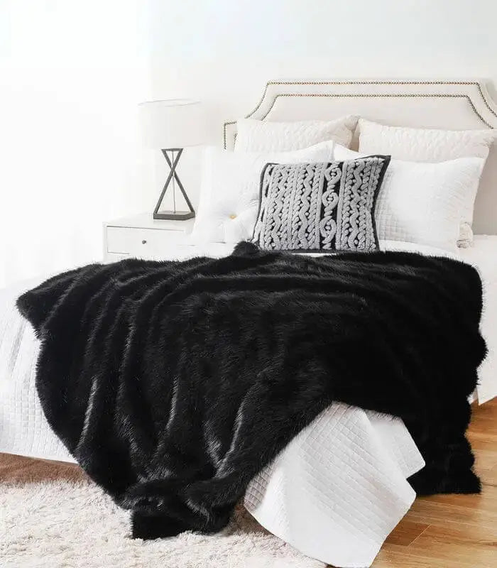 Faux Fur Throw Blanket Plush Faux Fur Throw Black