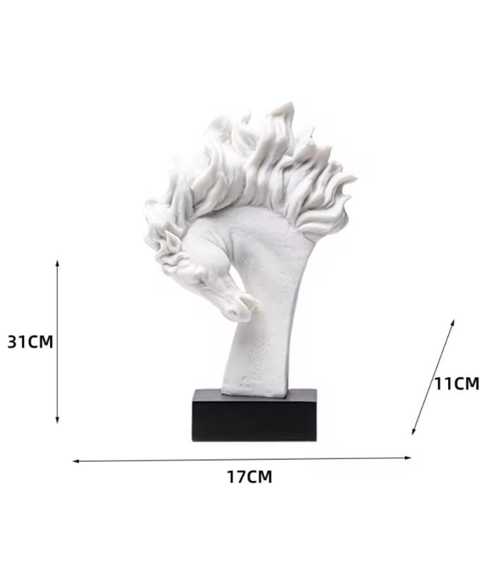 White Horse Head Sculpture – Equestrian Figurine Resin 31 cm Large