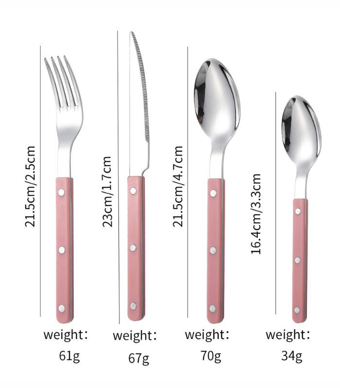 24 Pcs Set Pink European-Inspired Cutlery Set 18/10 Stainless Steel