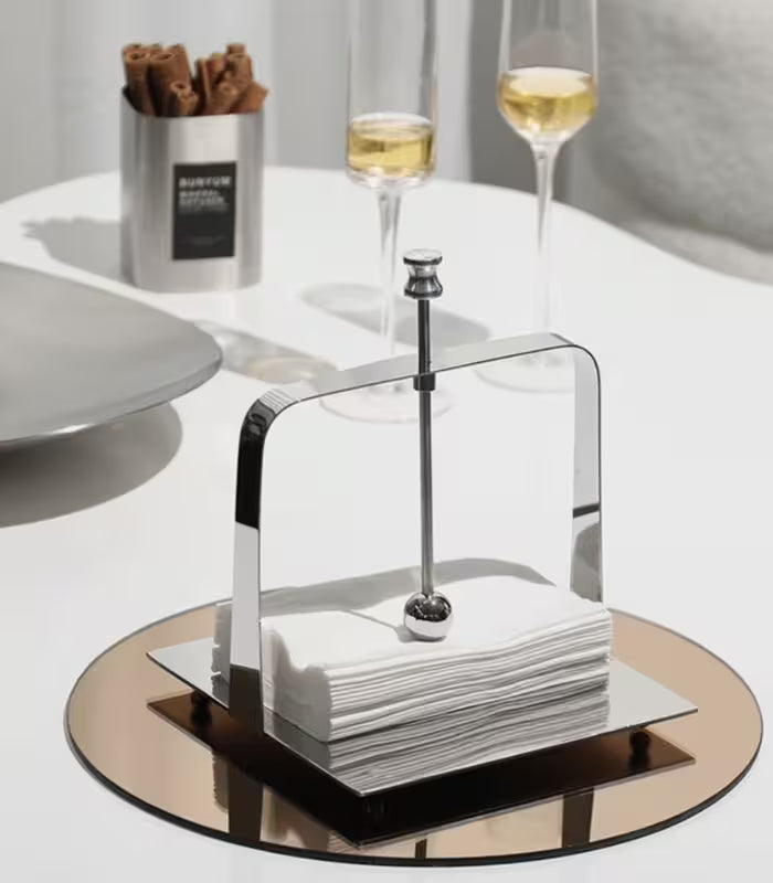 Napkin Holder in Mirror Polished Stainless Steel Sliver