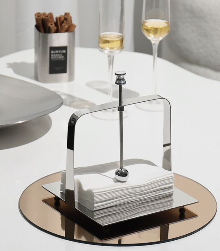 Napkin Holder in Mirror Polished Stainless Steel Sliver