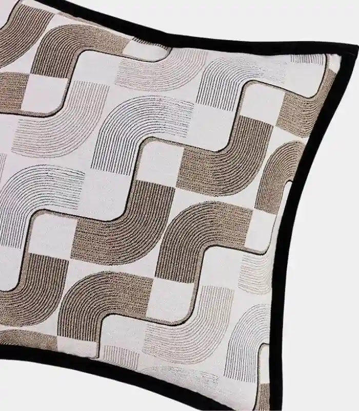 Architectural Flow Cushion Cover – Premium Woven Jacquard Design Square