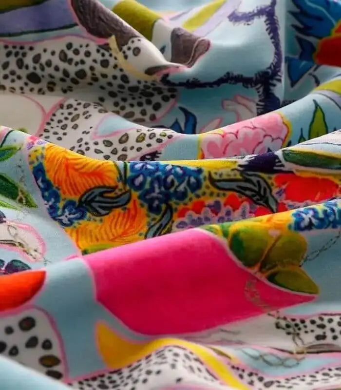 Tropical Bazaar Monkey Cushion Cover Decorative Cushion with Tassel Accents Blue