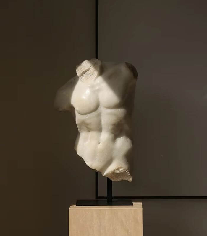 Classical Adonis Torso Sculpture on Stand - Elegant Home Gallery Statue Large 71 cm (28 inch)