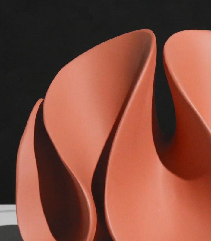 Coral-Inspired Resin Sculpture Terracotta Red Resin Decorative Figurine Object