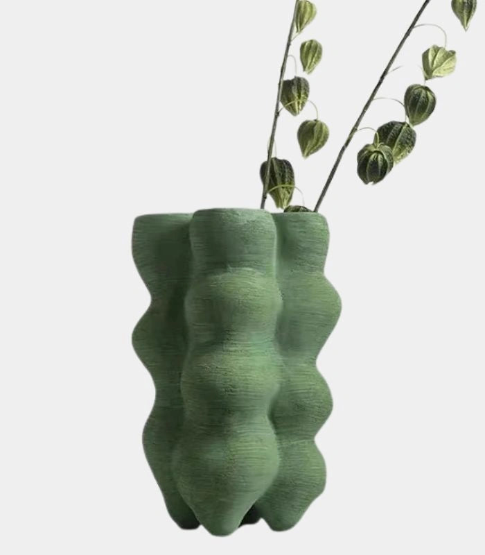 Table Vase Large Handcrafted Resin Green Tall Vases 39 cm