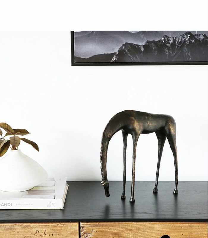 Tranquil Grazing Horse Sculpture Iron Decor