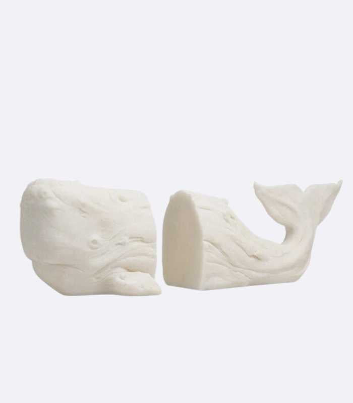 Set 2pcs White Whale Decorative Bookends Resin 40.5 cm