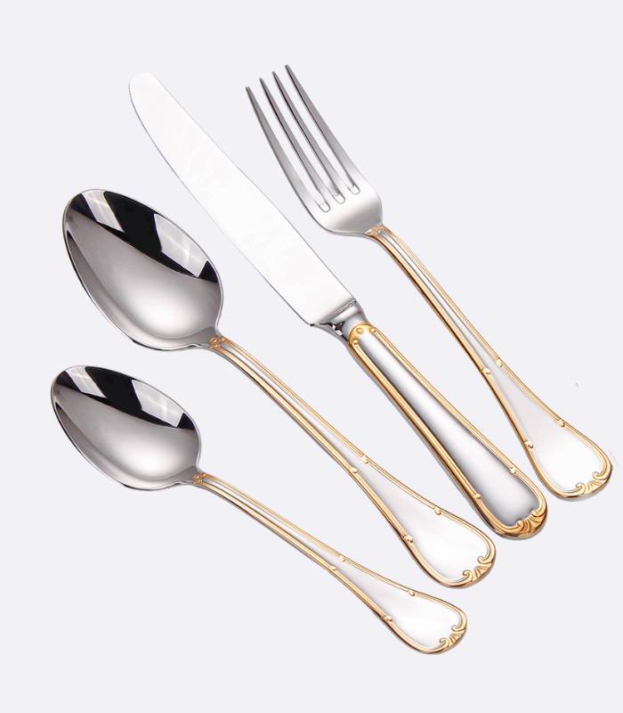 24-Pcs Set Stainless Steel Cutlery Set Rafaello Gold & Silver Flatware for 6 People