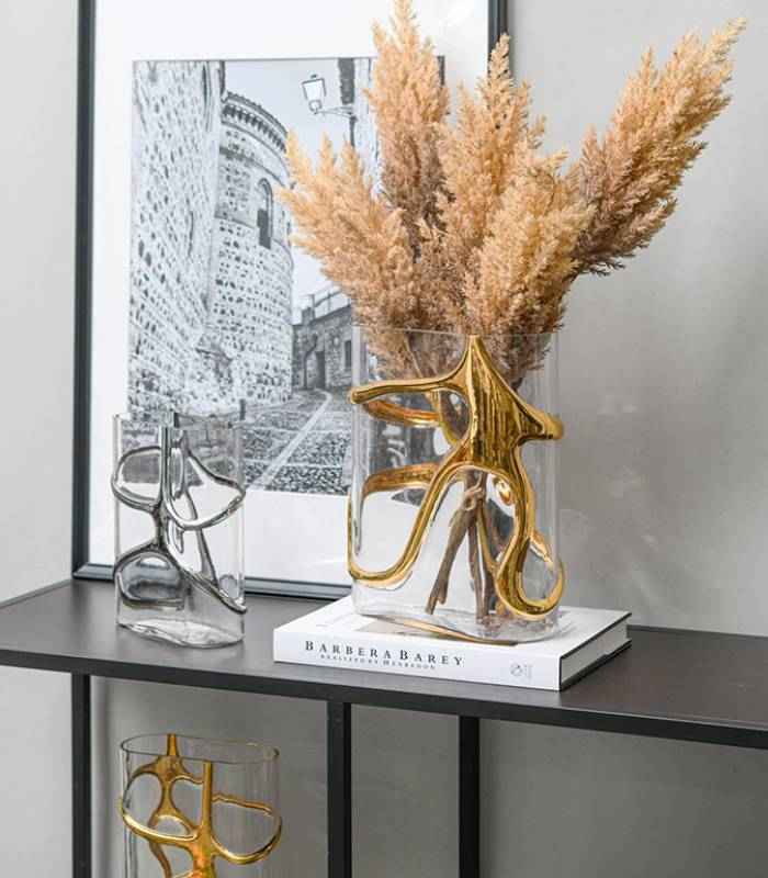 Elegant Gold Stem Glass Vase