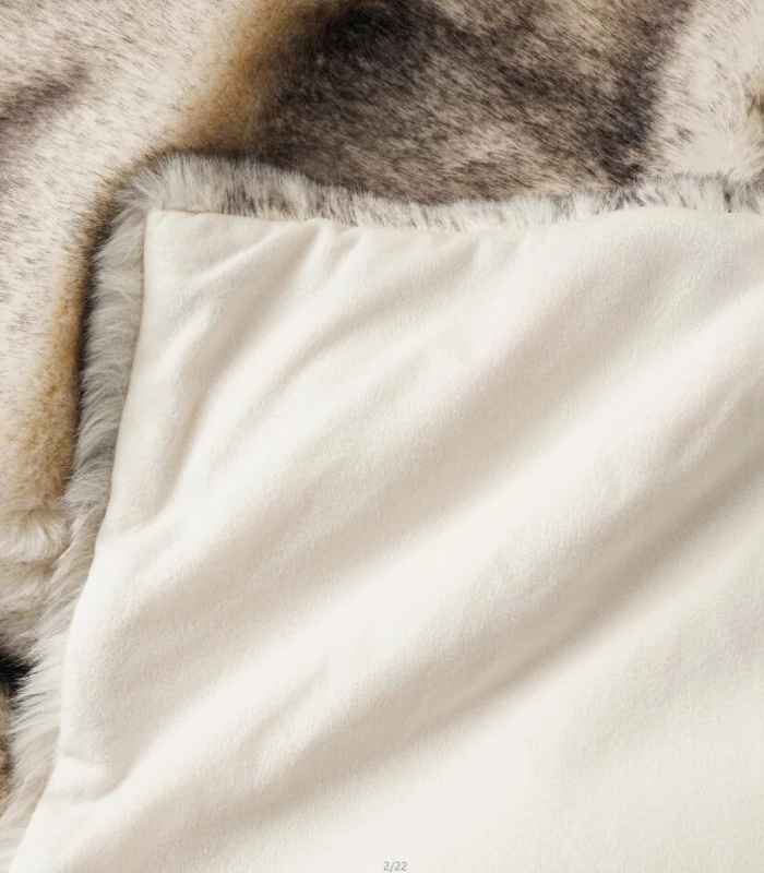 Faux Fur Blanket Throw Cream - Grey