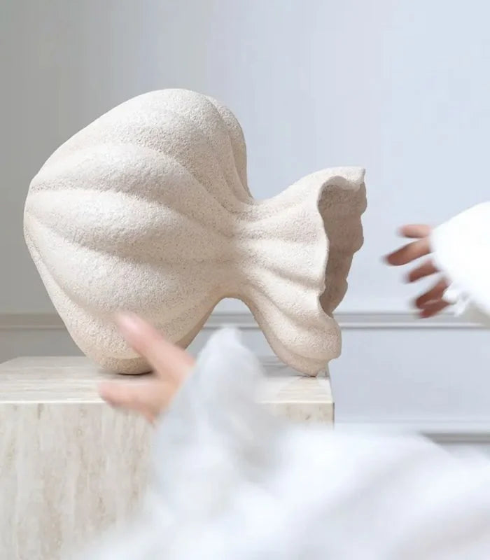 Delmara Handcrafted Tabletop Vase Large Textured Ceramic 34 cm