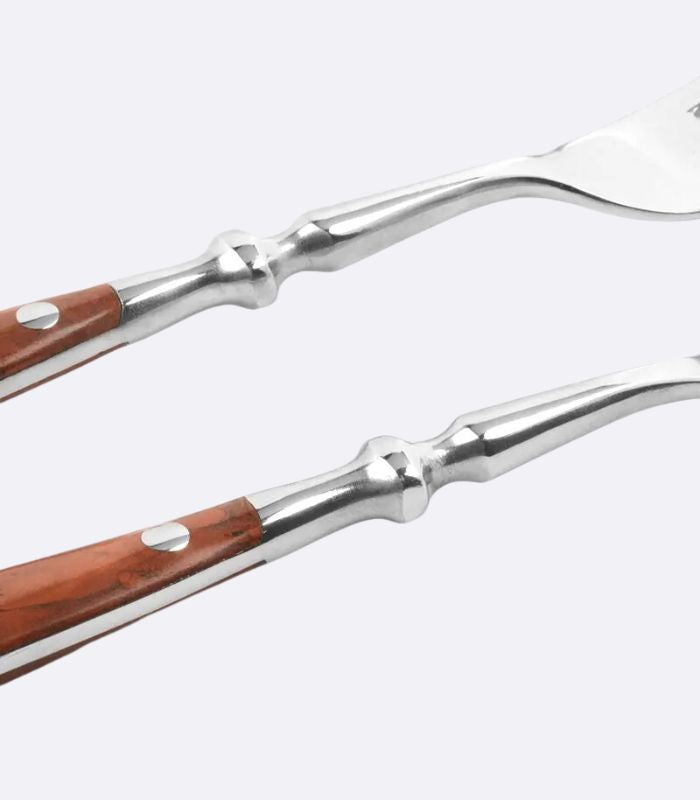 24pcs Cutlery Set Winchester Crest Resin and 18/10 Stainless Steel Set for 6 Brown