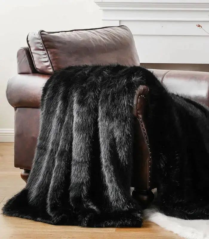 Faux Fur Throw Blanket Plush Faux Fur Throw Black