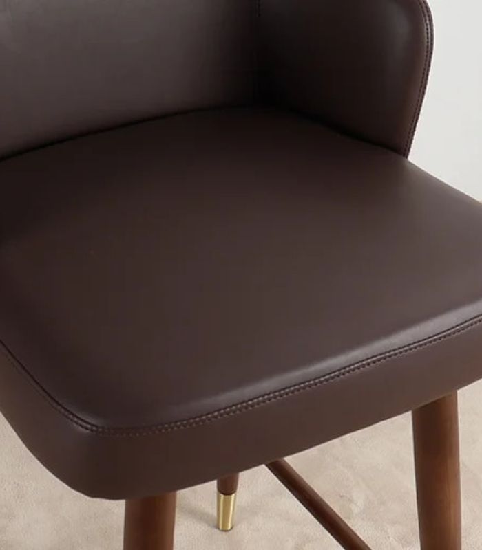 Hollyfield Modern Leather Bar Chair Brown Wood