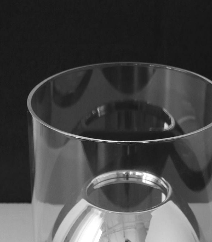 Modern Glass and Steel Hurricane Candle Holders