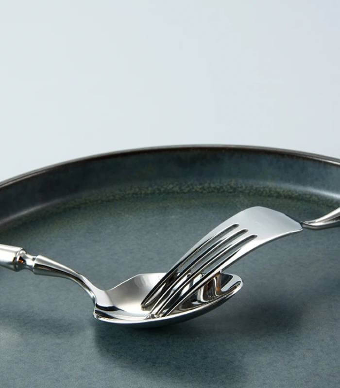 24 Pcs Cutlery Set Classic Stainless Steel Art Deco Silver