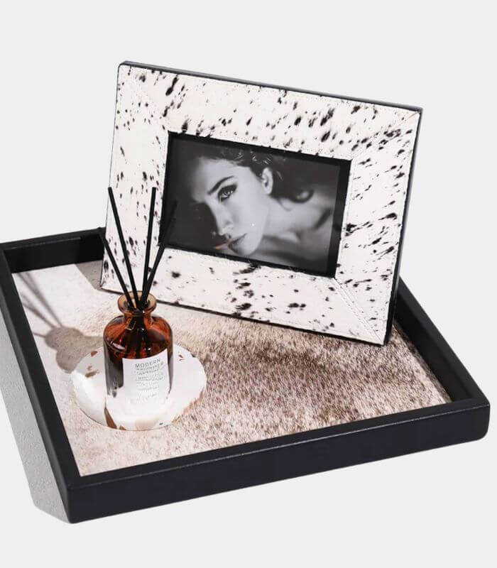 Manège Frame Photo Frame - Artisan Collection Leather & Wood White & Black
