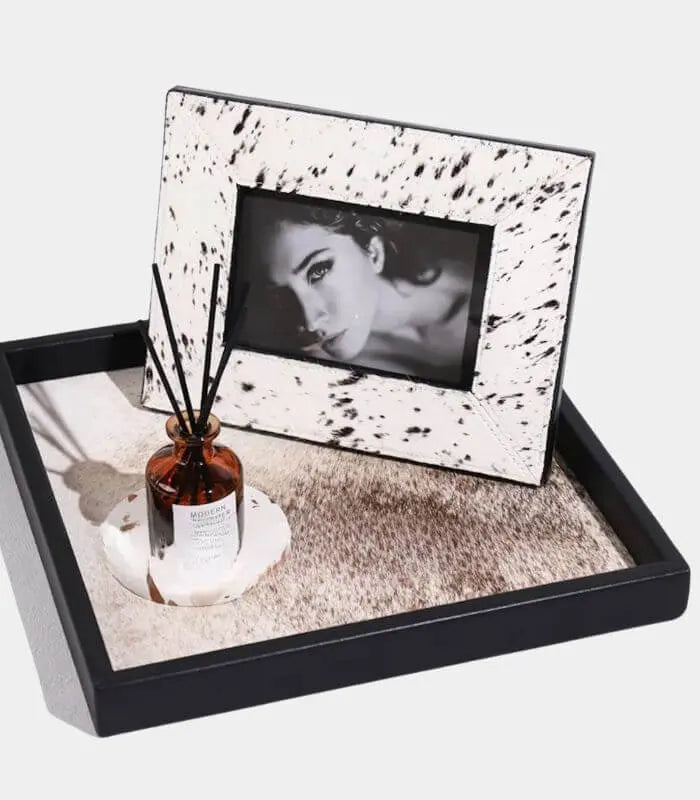 Manège Frame Photo Frame - Artisan Collection Leather & Wood White & Black