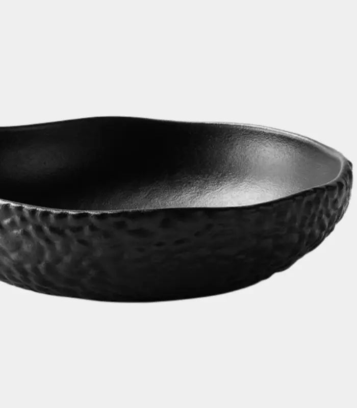 Celestina Ceramic Bowl – Hammered Texture Design Black 24 cm