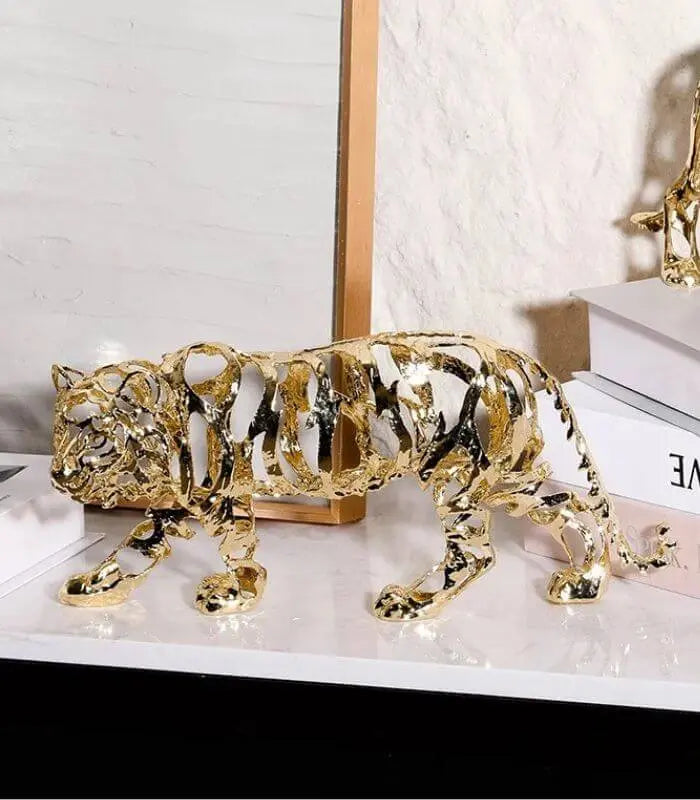 Golden Tiger Sculptural Accent Piece Decorative Sculpture Large 32 cm