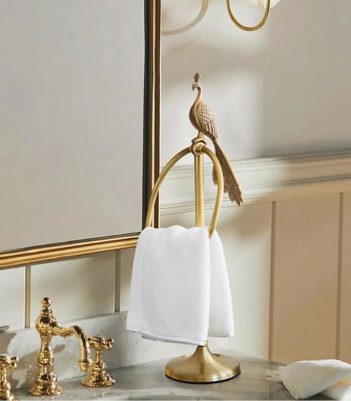 Regal Plume Towel Stand Vintage Style Ornate Bathroom Kitchen Accessory Brass 39 cm (15.55 in)