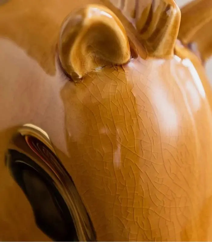 Elegant Porcelain Horse Bust Sculpture with Crackle Glaze – 27 cm