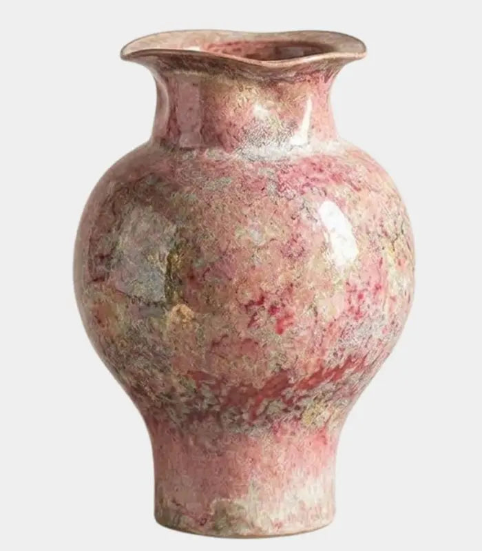 Rosalind Hand-Painted Ceramic Vase – Pink & Sage Reactive Glaze, Classic Urn Form 27.5 cm / 10.8 in