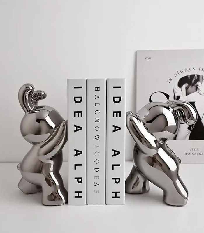 Set 2 Pcs Bunny Bookends Ceramic