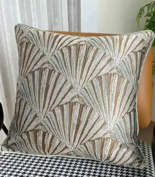Palais Art Deco Fan Cushion Cover | Designer Jacquard & Velvet Pillow Case 45cm x 45cm