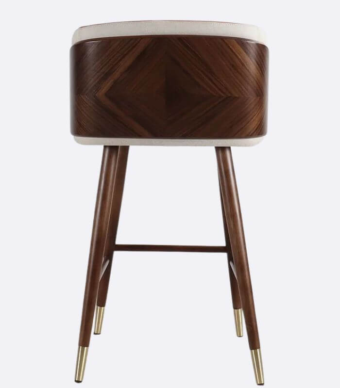 Hollyfield Modern Leather Bar Chair Terra Cotta Brown & White Wood