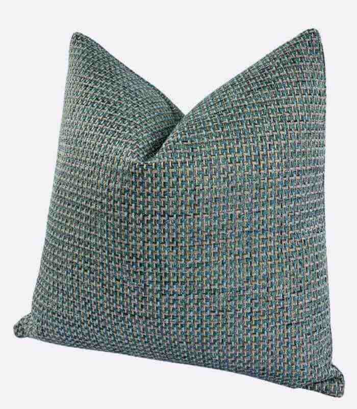 Textured Woven Teal Throw Pillow Cover - Stylish Accent Cushion Cover