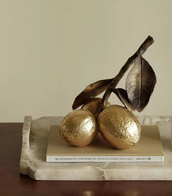 Lemon Tree Decorative Sculpture – Resin Botanical Fruit Ornament
