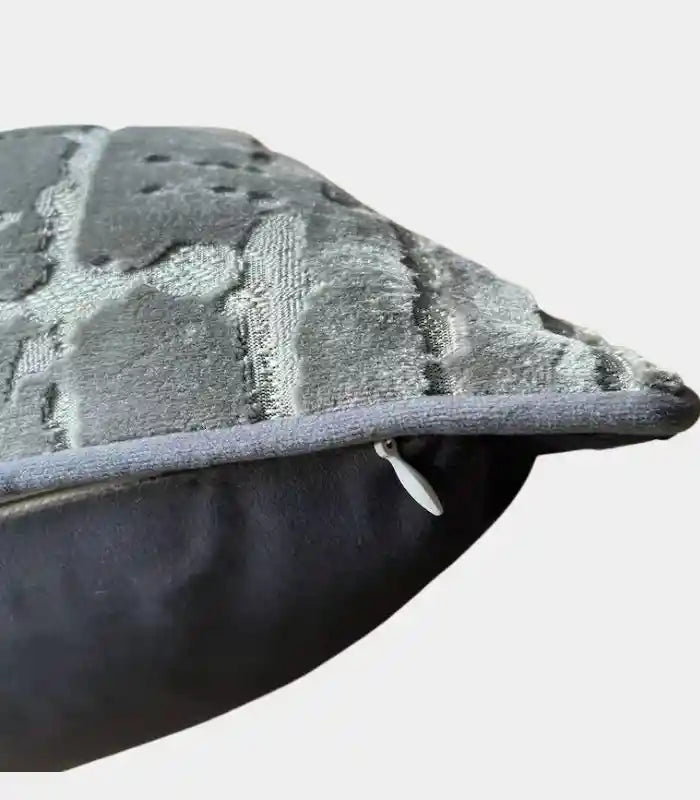 Velvet Floral Garden Cushion Cover Velvet Embroidery Grey