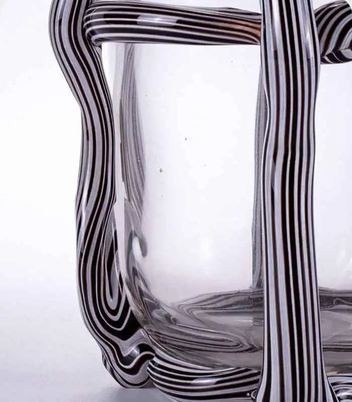 Artisan Hand Blown Glass Vases - Sculptural Elegance Black and White