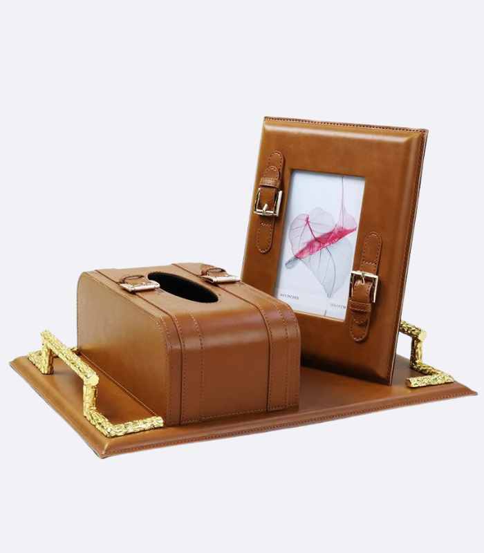 Brown Leather Photo Frame with Buckle