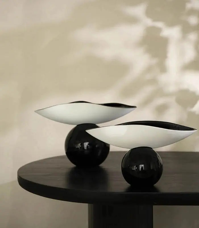 Caleen Floating Sphere Bowl Modern Decorative Centerpiece 30 cm (12.01") Black & White