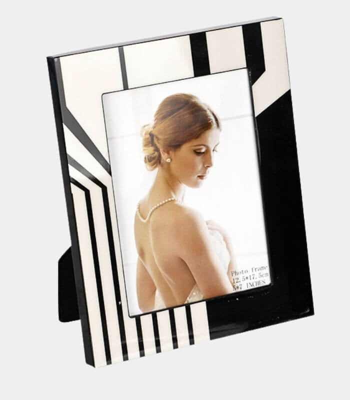 Art Deco Picture Frame - Modern Black & White Geometric Photo Frame