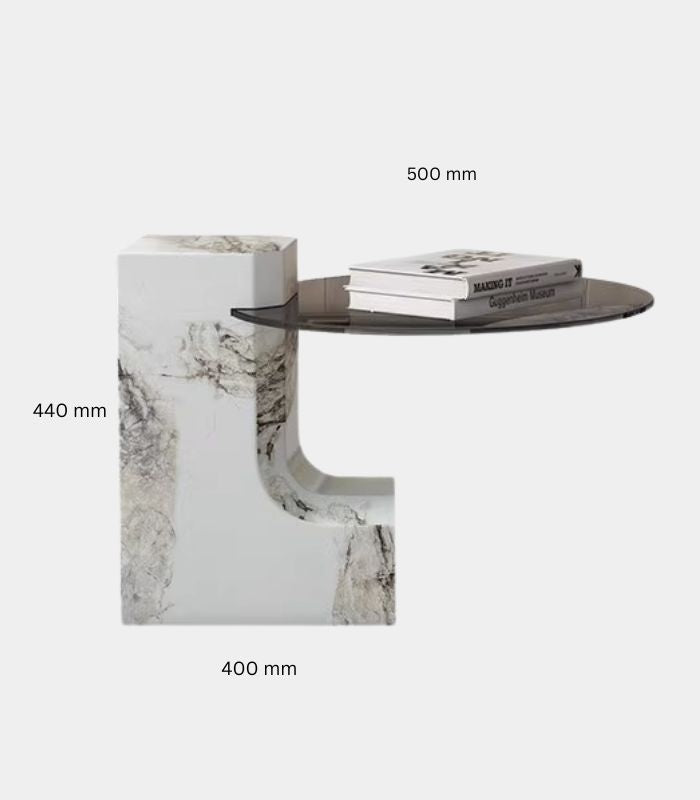 Marble & Glass Side Table 44 cm