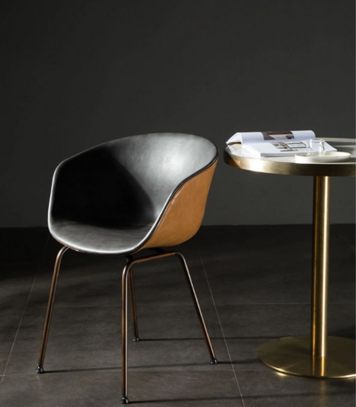 Modern Leather Dining Armchair 80cm