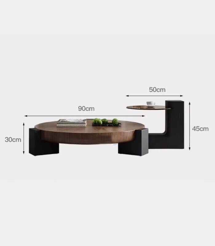 CORTINA ROUND COFFEE TABLE – WALNUT & EUCALYPTUS Brown/Black