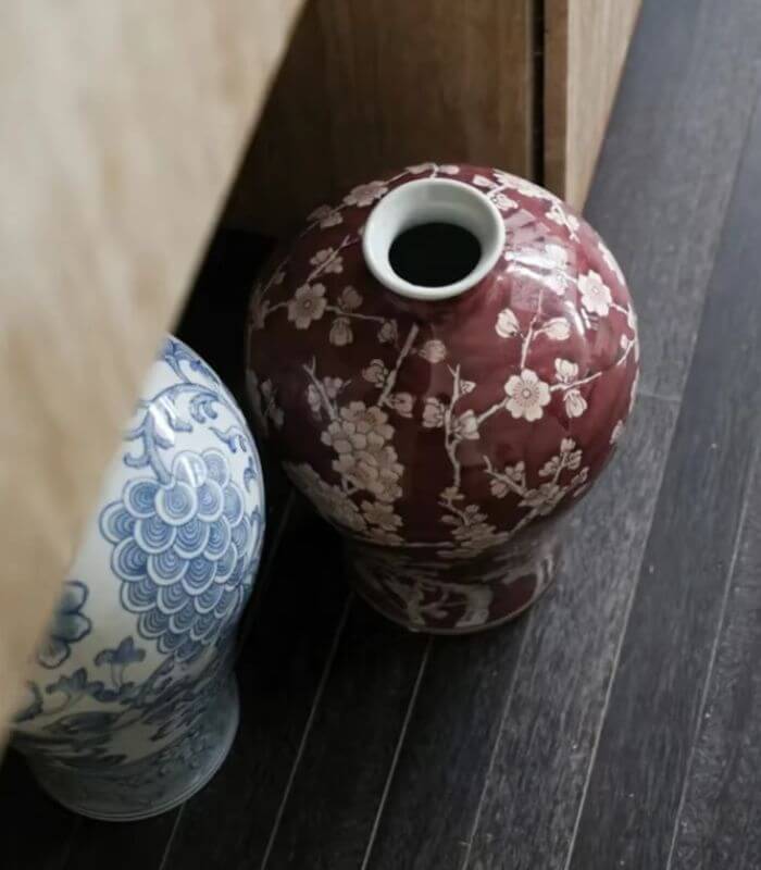 Cherry Blossom Meiping Porcelain Vase - Handpainted Floral Artistry 32cm