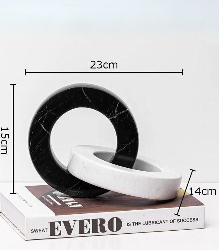 Connection Marble Circle Sculpture Black & White