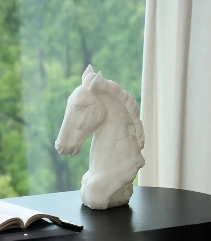Majestic Horse Head Sculpture – Pearl White Resin Bust