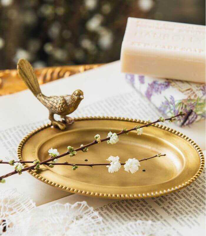 Vintage Soap Dish Trinket Tray Brass 15 cm