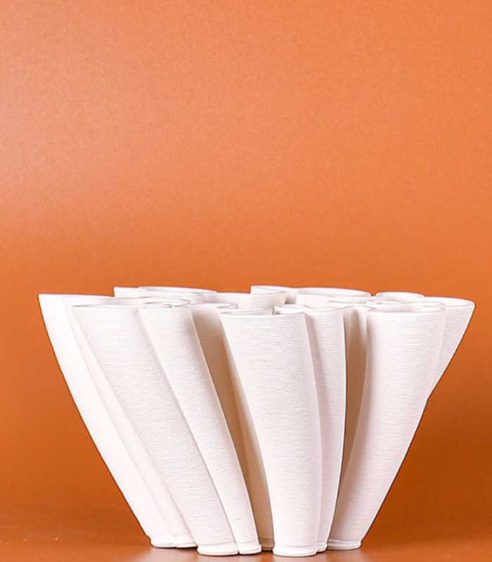 Table Top Vase Twist Centrepiece Ceramic White 22 cm 1.5 kg