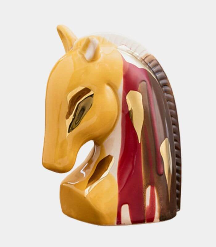 Elegant Porcelain Horse Bust Sculpture with Crackle Glaze – 17.5 cm